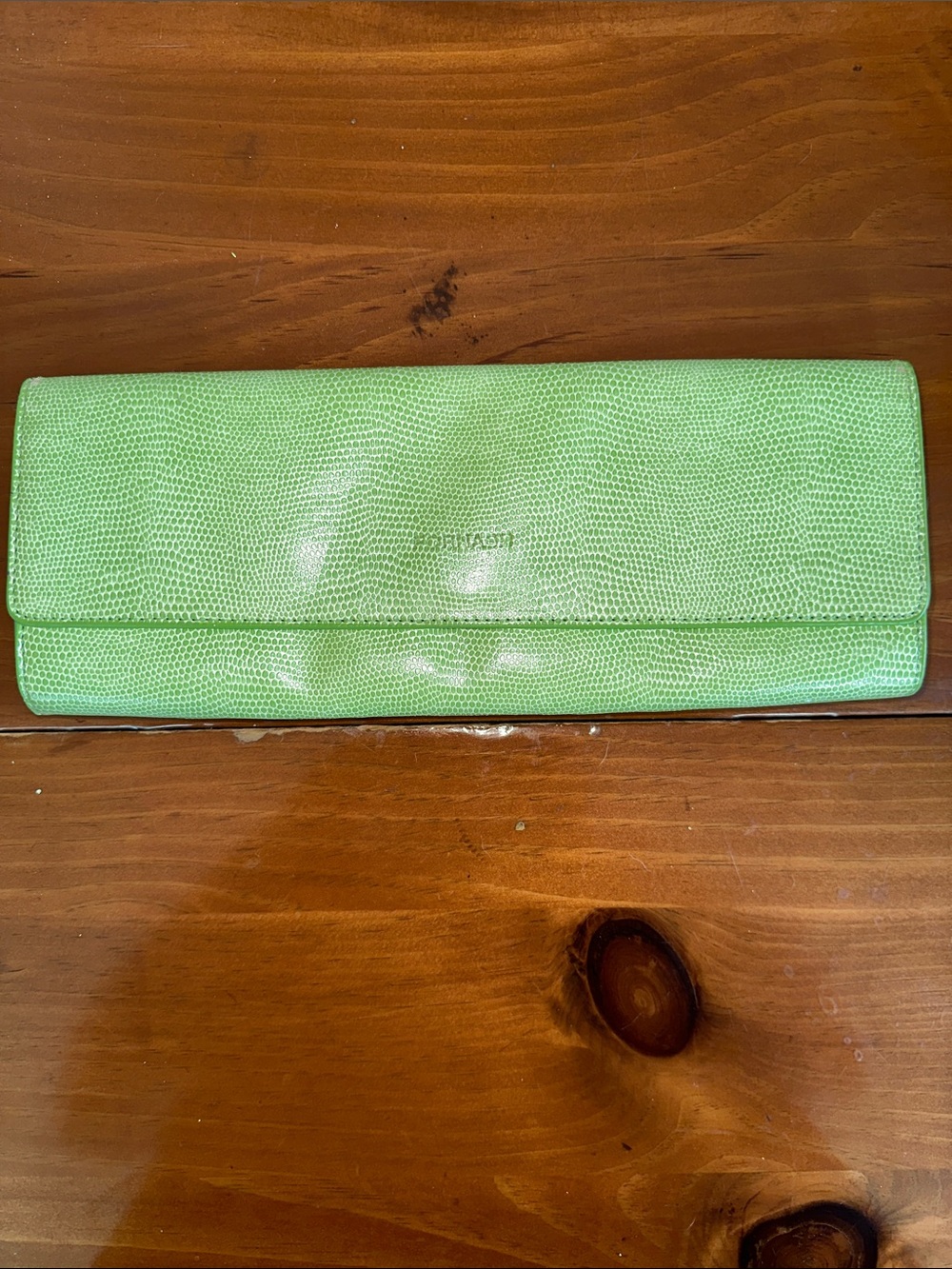 Fornash Lizard Embossed Lime Green Clutch